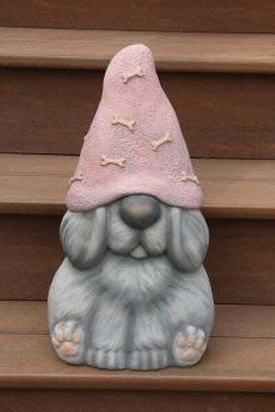 Pink Dog Garden Gnome Decorative Cement Statue Outdoor Sculpture