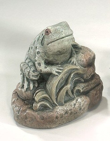 Pond Frog In Grass Cement Garden Statue Massarelli Statuary