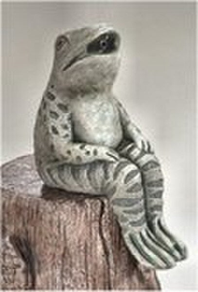 Sitting Frog Piped Water Feature 11" H