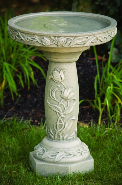 Tulip Garden Bird Bath Flowering Sculptural High End Birdbaths Cement