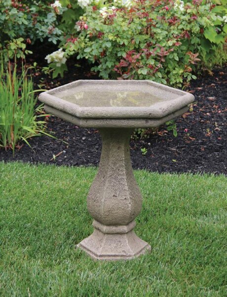 Chelsea Hexagon Bird Bath Cast Stone