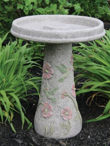 High End Cement Hummingbird Bird Bath Cement Basin for Birds Art