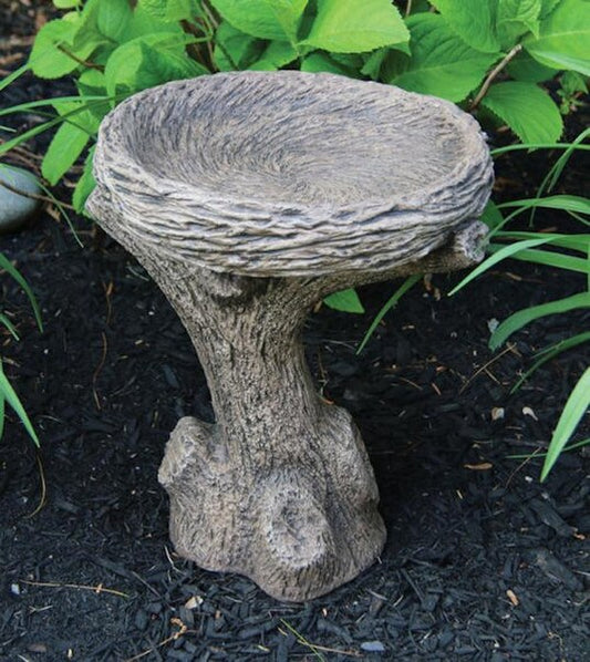 Introducing the Petite One Piece Nest Birdbath crafted from sturdy cast stone