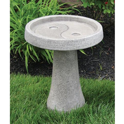 Yin Yang Garden Bird Bath Cast Stone Asian Taoism and Confucianism