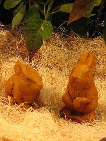 Stone Rabbit Statue - Bunny Cast Stone Pair of Sculptures
