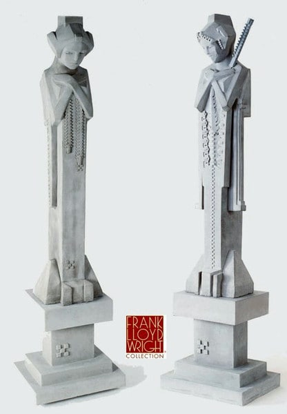 Garden Sprites Statuary set with Pedestals Frank Lloyd Wright Statues