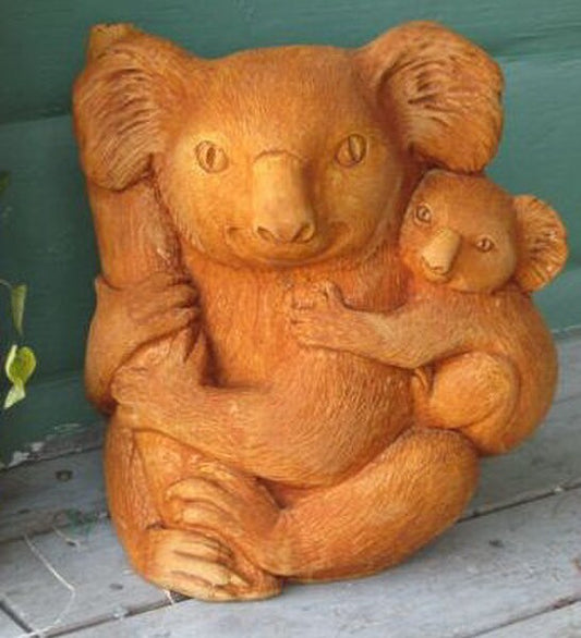 animal statue Koala Bear and Cub Sculpture cement outdoor use