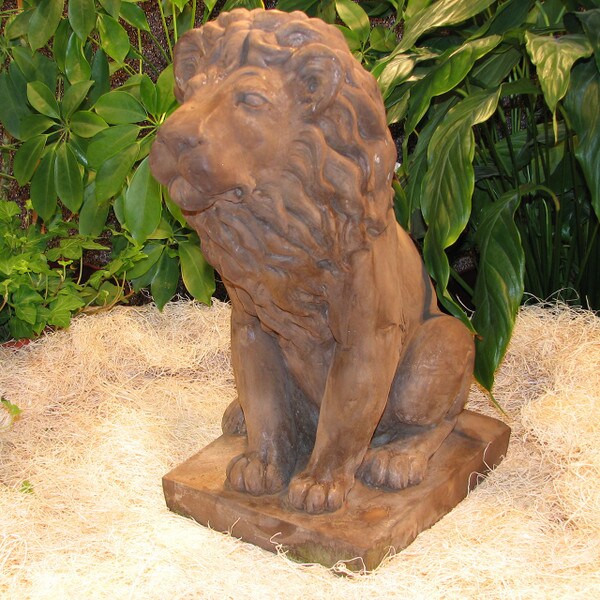 Stone Lion Male Sculpture 18" High