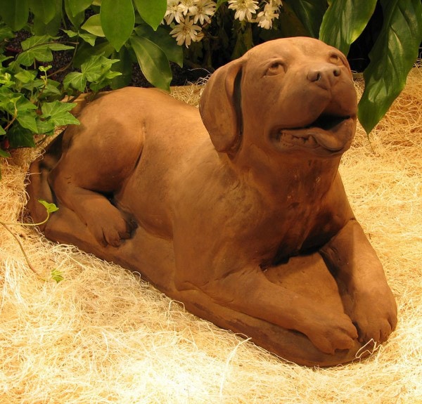 Outdoor dog Statue Sitting Labrador Puppy Sculpture concrete