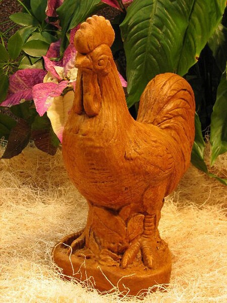 Rooster statue cockerel chanticleer male chicken crafted in concrete