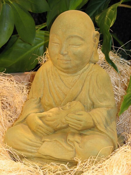 Stone Buddha Statue - Seated Jizo Buddha Cement Sculpture