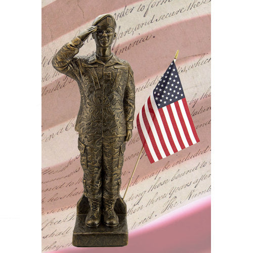 Camo woman soldier statue 30" cast stone military tribute made in USA