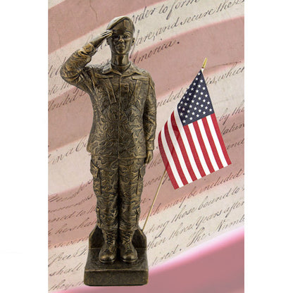 Camo woman soldier statue 30" cast stone military tribute made in USA