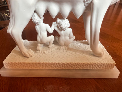 A. Giannelli signed Romulus and Remus Italian sculpture close up of signature