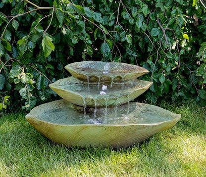 Cascading Leaf Fountain Cast Stone Lighted Spill way leaves sculptural