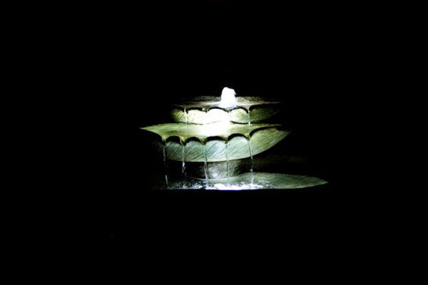 Cement Cascading Leaf Fountain Cast Stone Lighted Spill way leaves