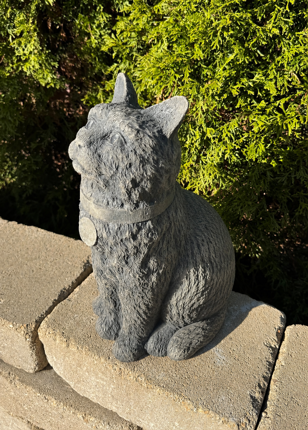Garden Cat Cement Memorial Statue to add your own brass tag for his name