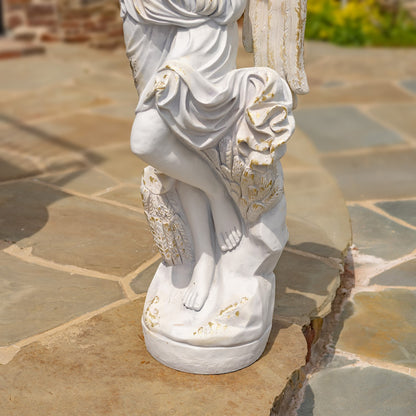 Close up of base Cathedral Life-Size Angel Statue Heavenly Guardian of Light sculpture