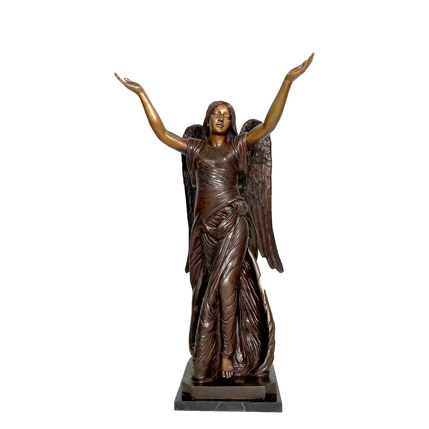 Celestine Angel Bronze Memorial Sculpture Large Arms Open High End Statue