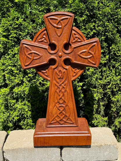 Celtic Cross Sculpture Made in American of Cast Stone Statue