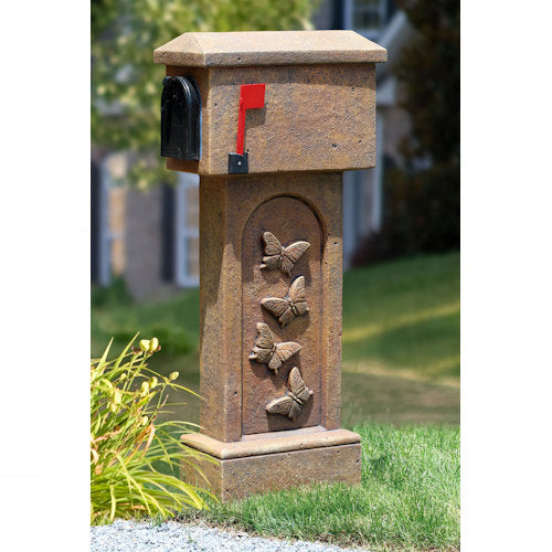 Butterfly Relief Cast Stone Mailbox