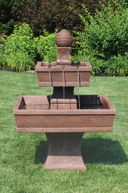 Two Tier Oliveto Fountain Outdoor Squared Garden cement modern