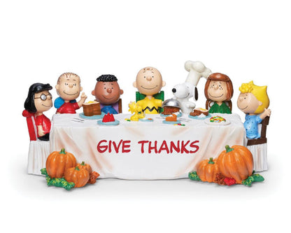 Peanuts Give Thanks Thanksgiving table figure with Snoopy and friends