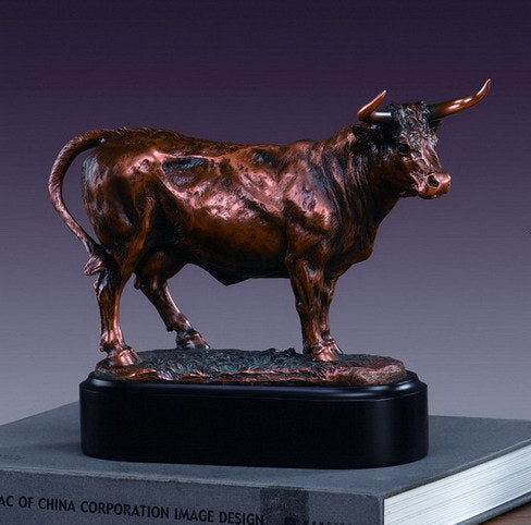 Bronze Charolais Cow Sculpture Statue on Base – Ranch Livestock Gift