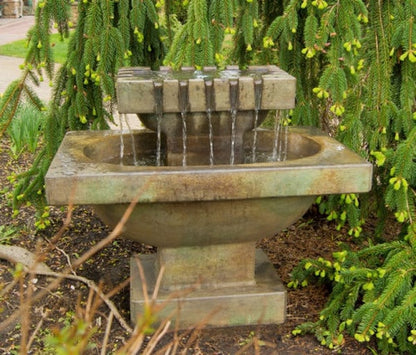 Chateau Garden Fountain Cast Stone with Light French Modern Art