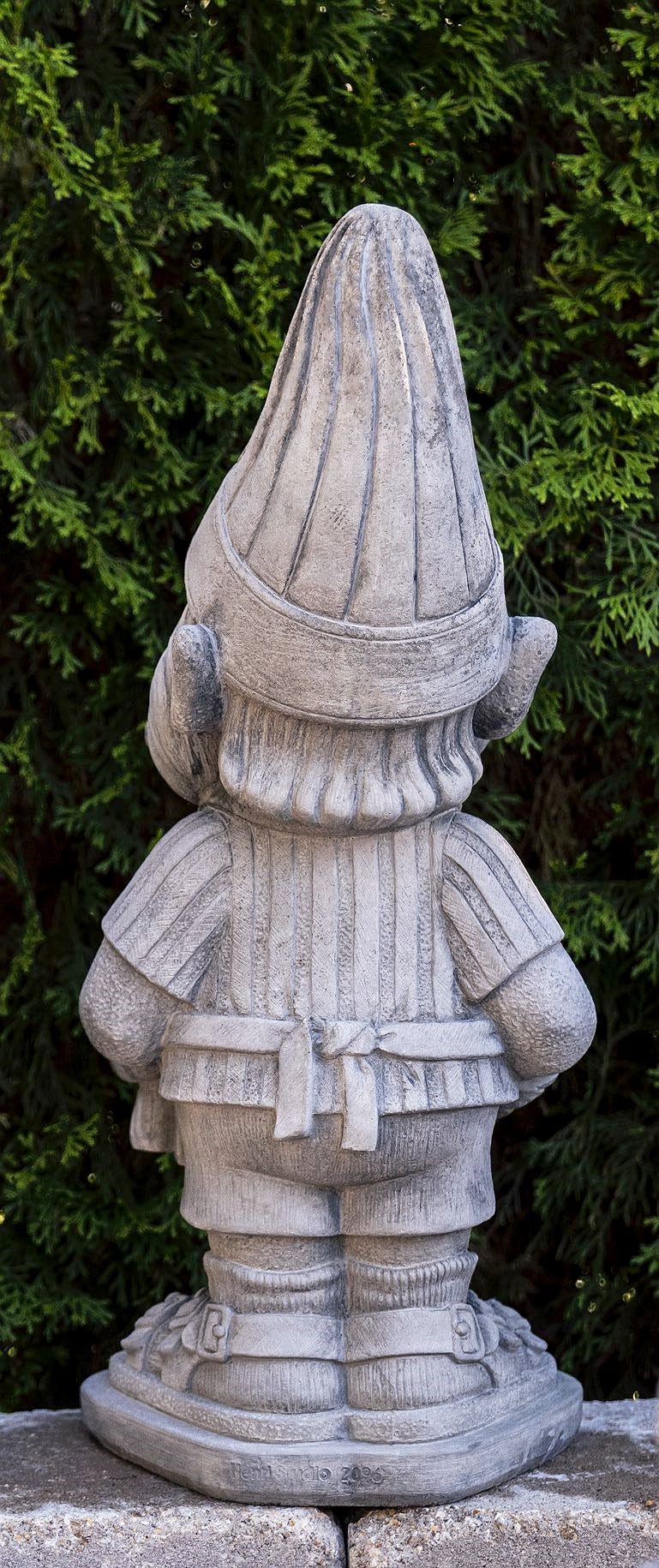 Back view of sculpture Chef Barbecue Gnome Garden Statue