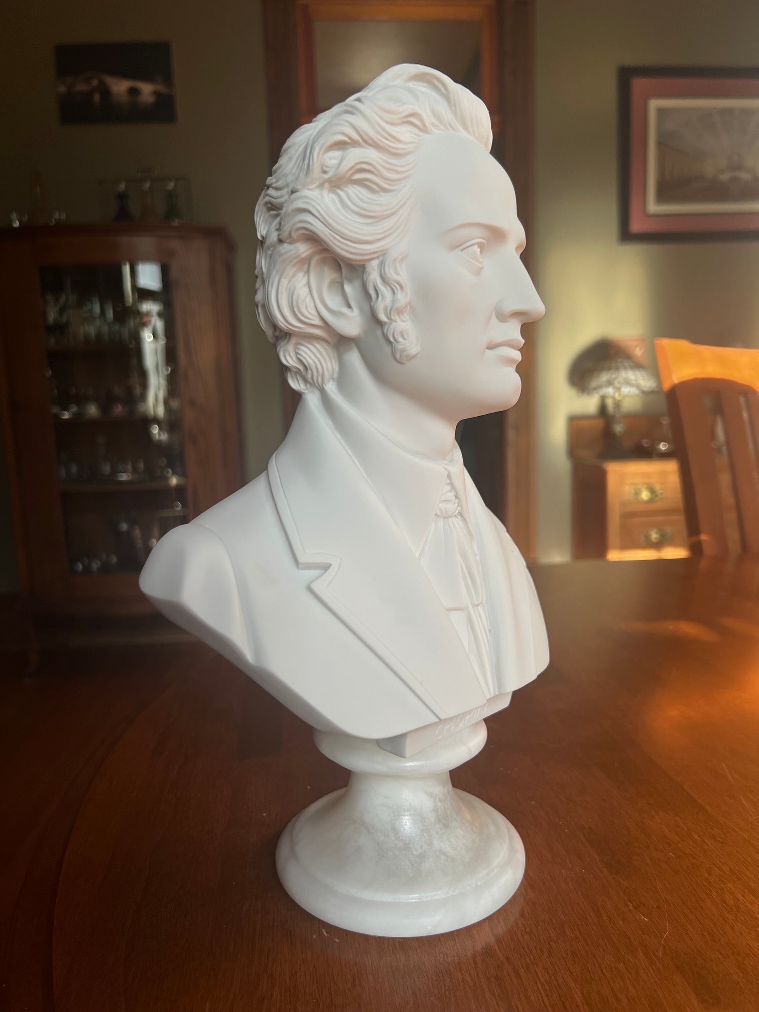 Side view of head Chopin Frederick Bust Marble Portrait Bust Sculpture Egregia Italian Statuary