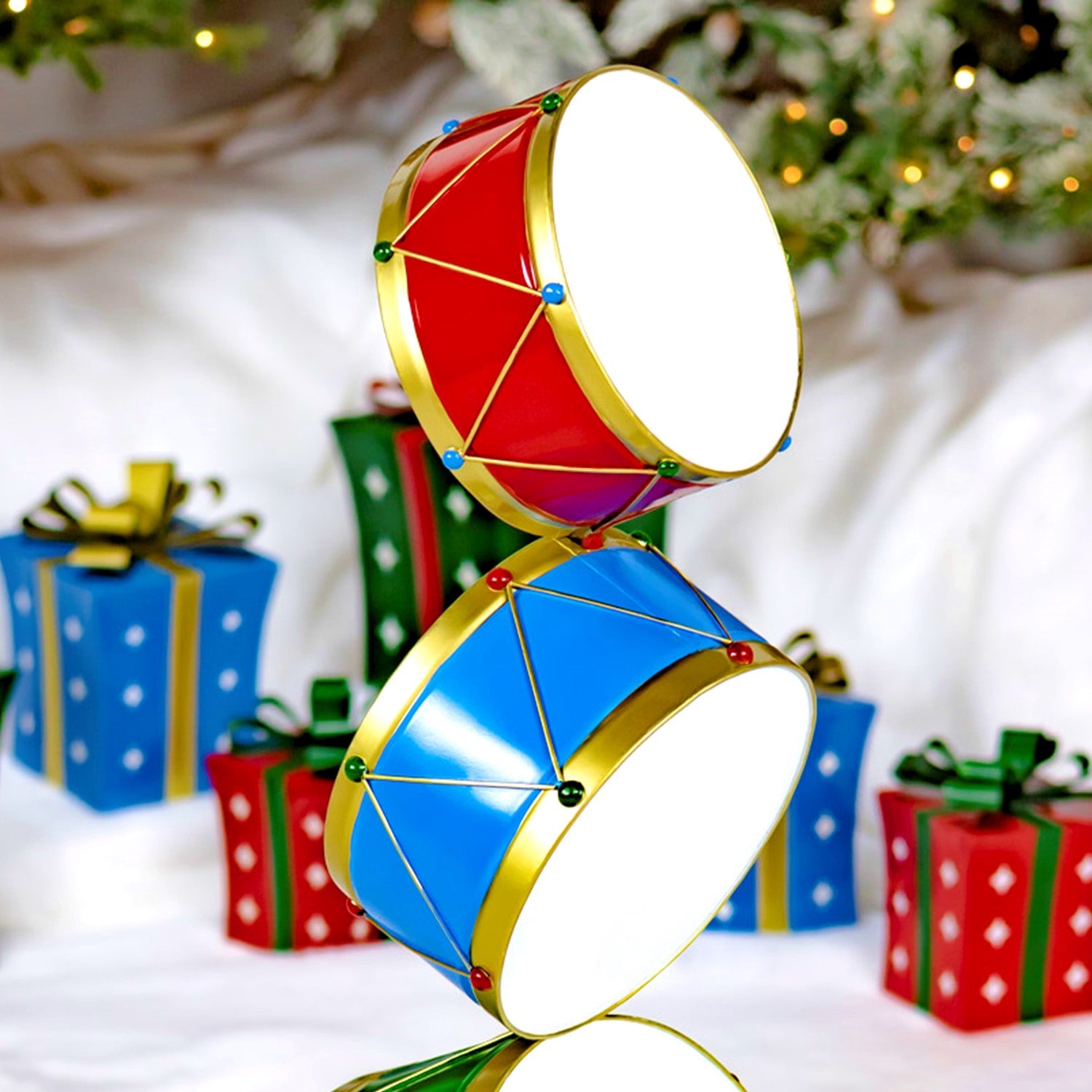 Tall Iron Christmas Drum Decorative Display Tower Aaron the drummer boy