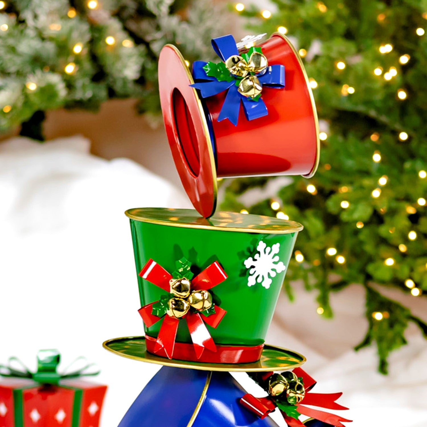 Tall Iron Tower of Top Hats Holiday Display that's sure to steal the show in your holiday decorations