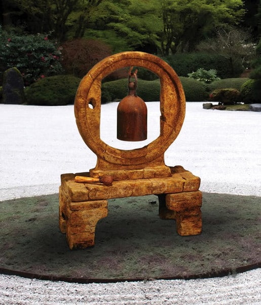 Circle Garden Bell 5 Piece Cast Stone Asian Sculpture