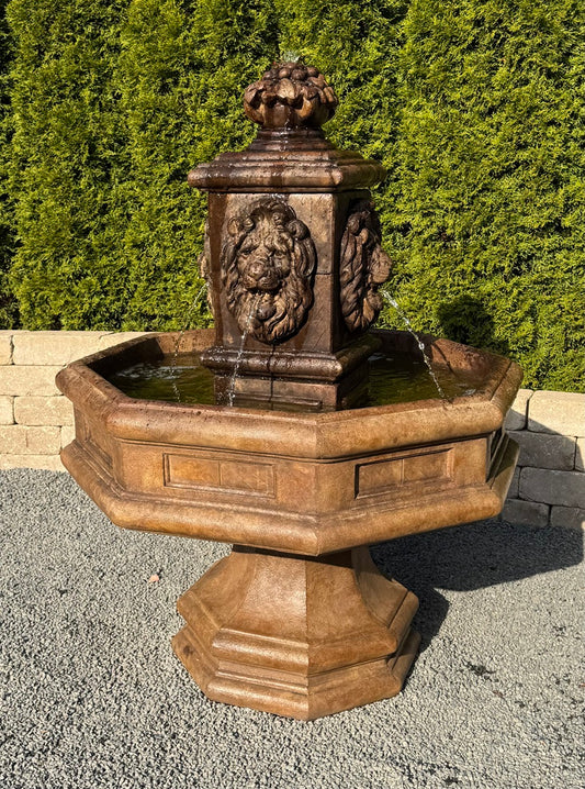 Classical Lion Spouting Water from all four Reliefs from the mouths of the fountain