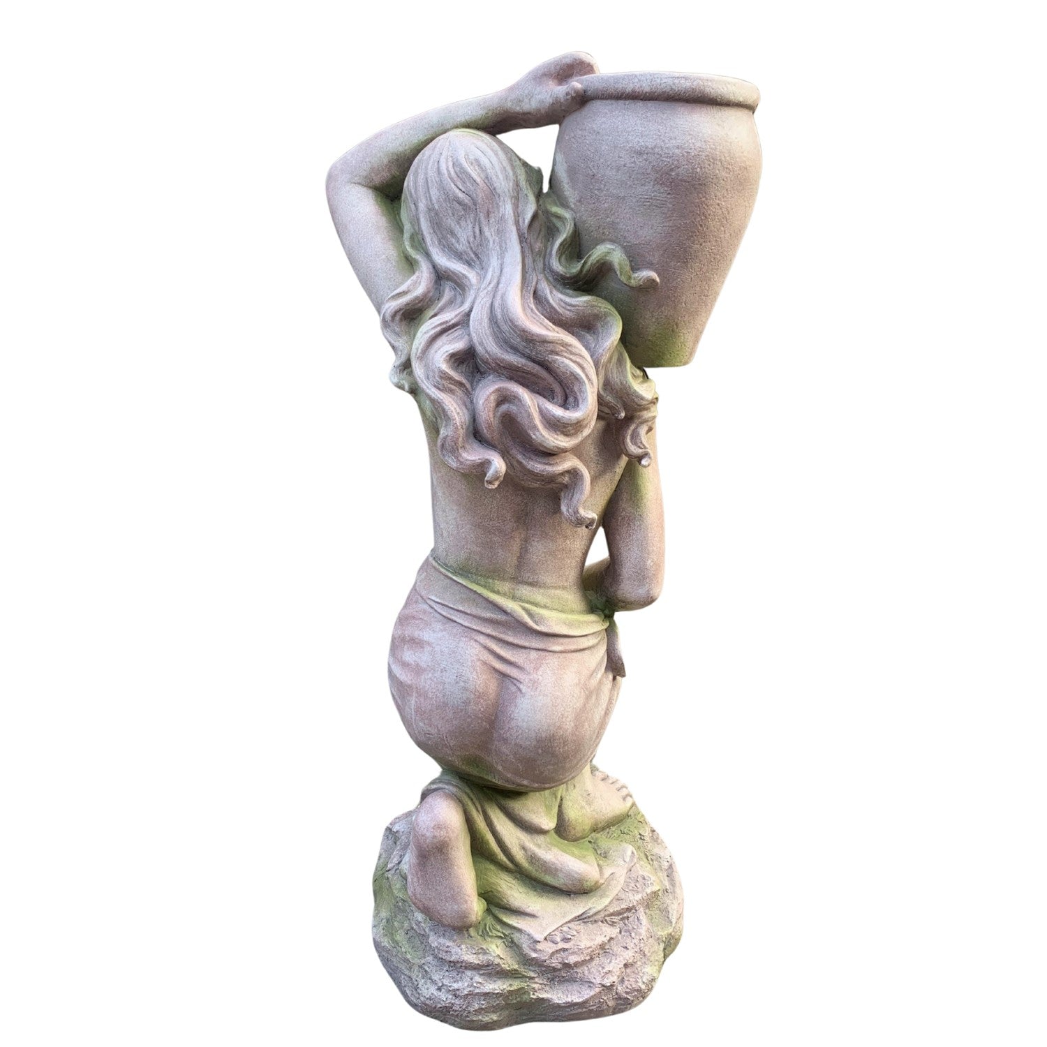Classical Rebecca Maiden with Urn Sculpture garden planter back view