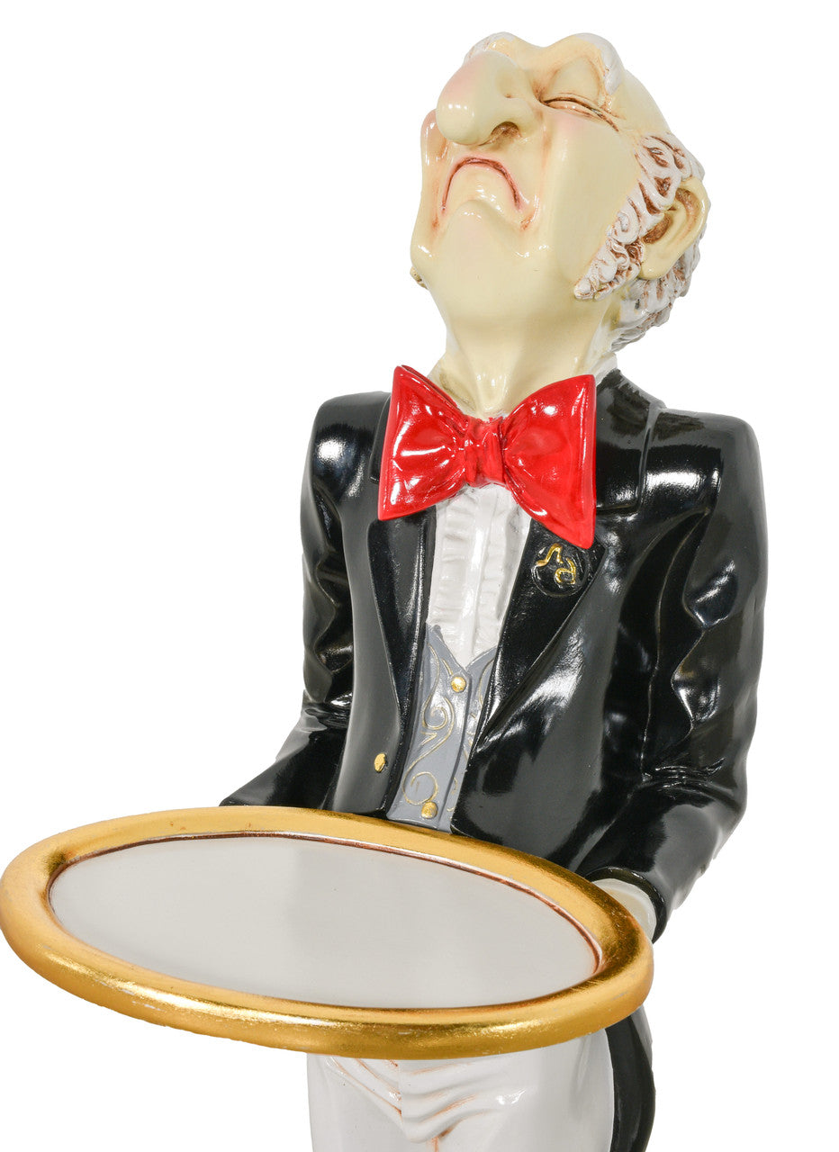 Close up of face floor standing butler server statue