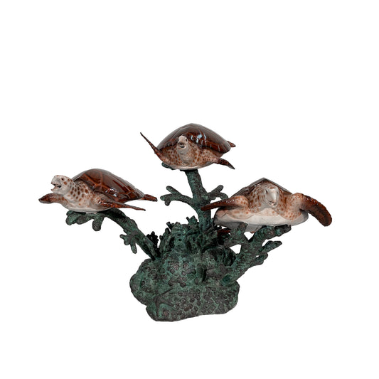 Coastal Harmony Sea Turtle Trio Fountain