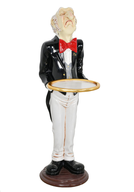 whimsical servant statue with tray nose up in the air