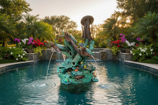 Coral Adventure Water Feature Bronze depicts the oceanic life or underwater sea life 