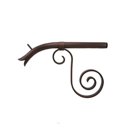 Decorative Courtyard Spout metal bracket with spiral design on a white background