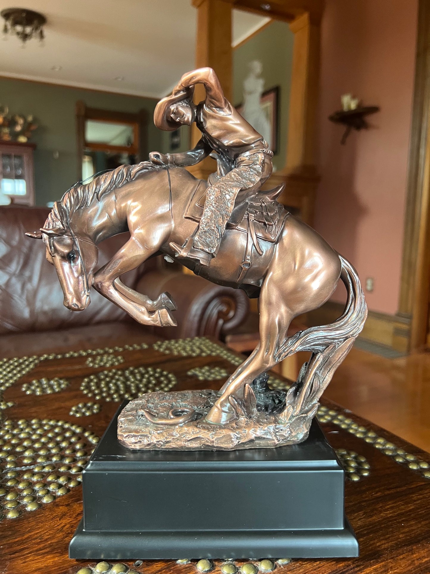 Cowboy Riding a Bucking Stallion Sculpture great for trophies and awards statue