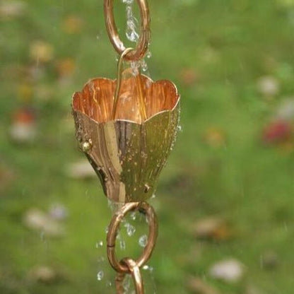 Crocus Rain Chain Sculptural Downspout Flower Copper Easy Install Art