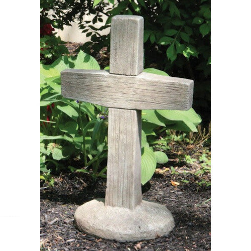 Cross Wood Grained Garden Cement Statue