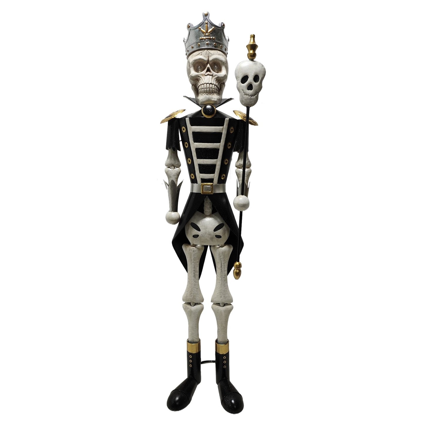 Crowned skeleton sentry statues for indoor or covered outdoor Halloween display
