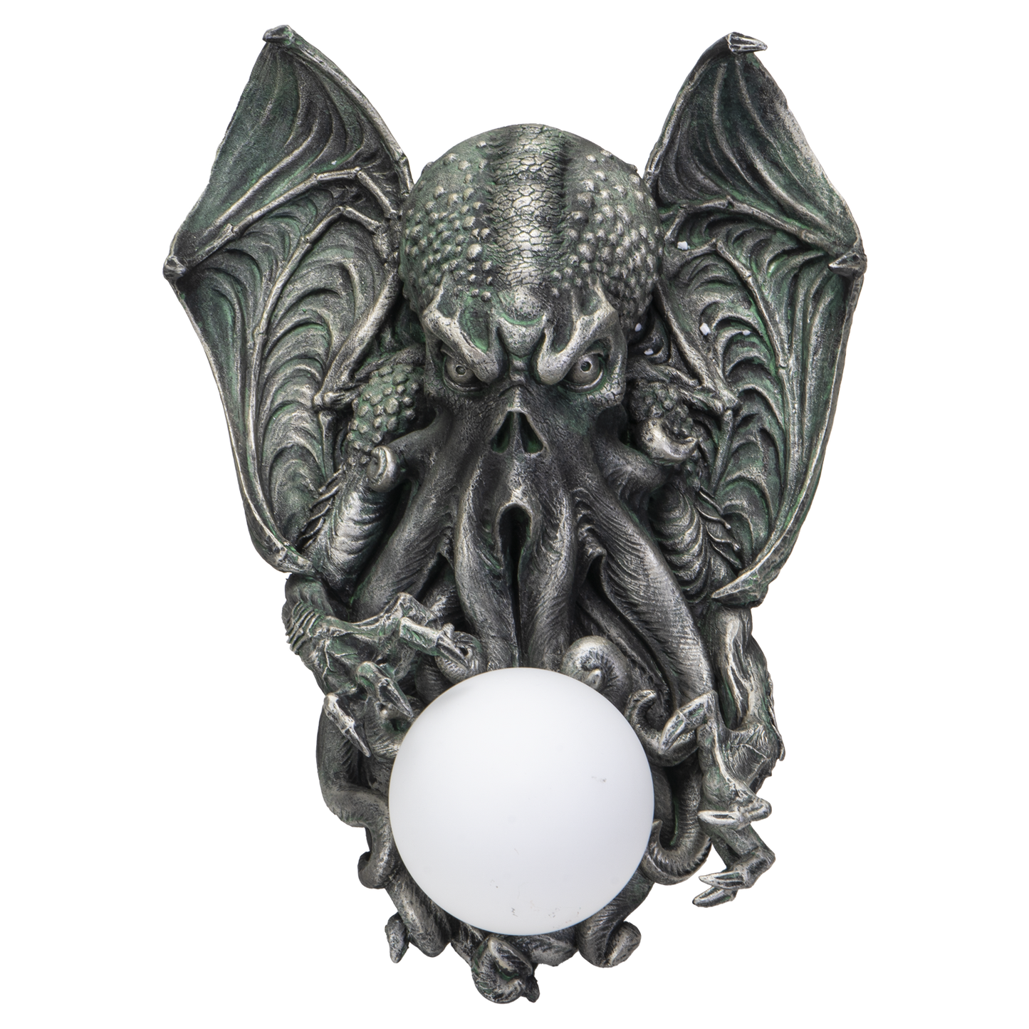 Cthulhu wall lamp sculptural gothic horror light with glowing orb