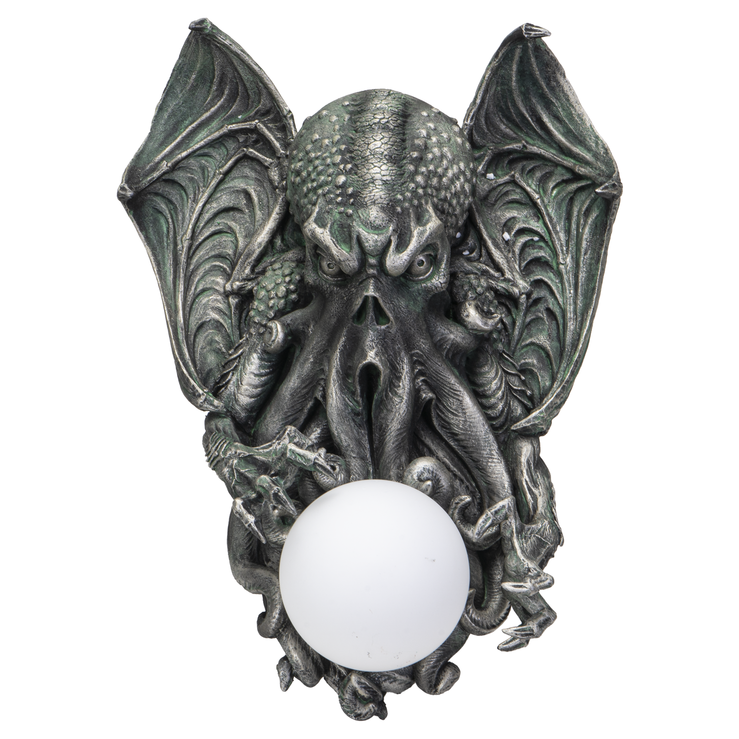 Cthulhu wall lamp sculptural gothic horror light with glowing orb