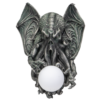 Cthulhu wall lamp sculptural gothic horror light with glowing orb