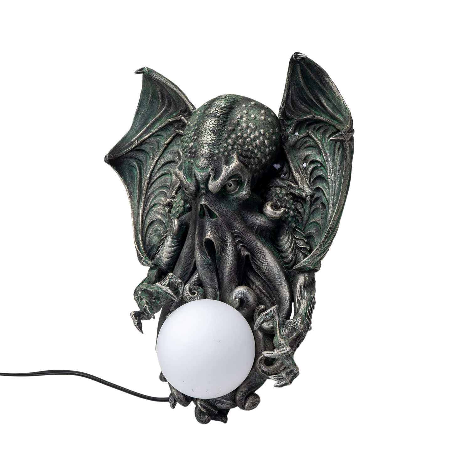 Cthulhu Wall Lamp – Lovecraftian Horror Light Sculpture with cord showning