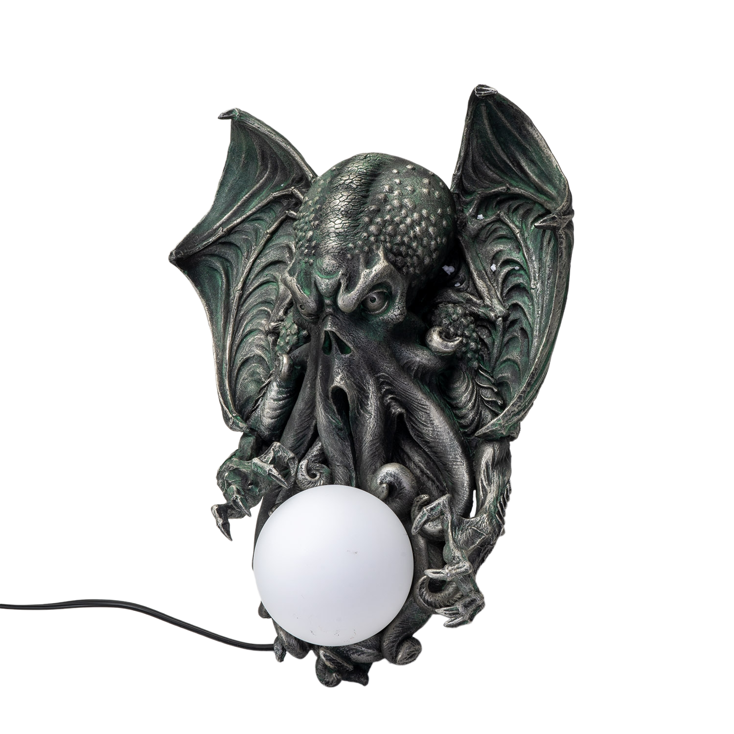 Cthulhu Wall Lamp – Lovecraftian Horror Light Sculpture with cord showning
